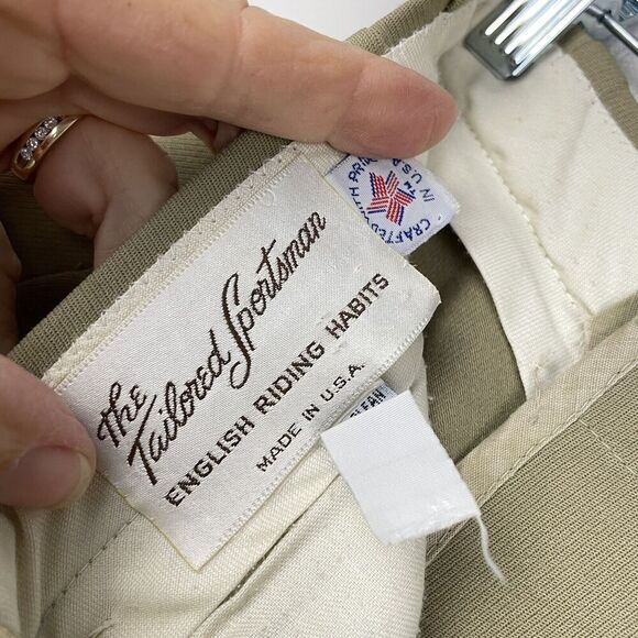Tailored Sportsman Equestrian Riding Breeches Size 30 Khaki Side Zip Knee Patch - Picture 12 of 13